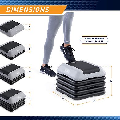Adjustable Aerobic Step Platform with 4 Risers in multiple Colors - STEP-GRAY01-4R Circuit Fitness