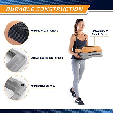 Adjustable Aerobic Step Platform with 2 Risers in multiple Colors - STEP-PEACH01-2R Circuit Fitness