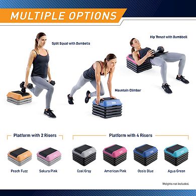 Adjustable Aerobic Step Platform with 2 Risers in multiple Colors - STEP-PEACH01-2R Circuit Fitness