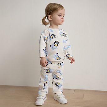 Baby Girl Bluey Expression Stamps Long Sleeve Graphic Tee & Pants Set
