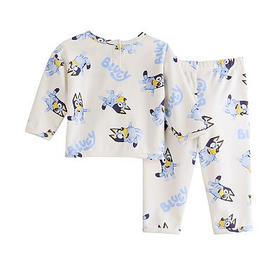 Baby Girl Bluey Expression Stamps Long Sleeve Graphic Tee & Pants Set