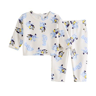 Baby Girl Bluey Expression Stamps Long Sleeve Graphic Tee & Pants Set