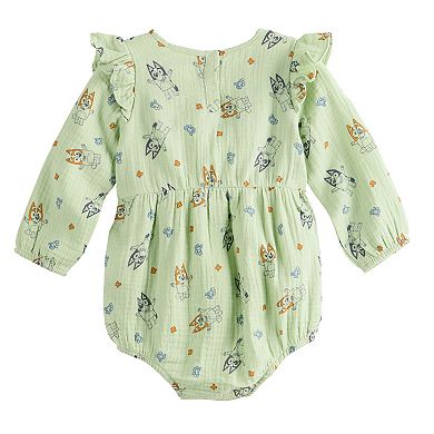 Baby Girl Bluey And Bingo Excited Character Print Long Sleeve Bodysuit