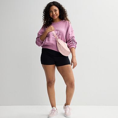 Juniors' Plus Size SO® Oversized Cropped Crewneck Graphic Sweatshirt