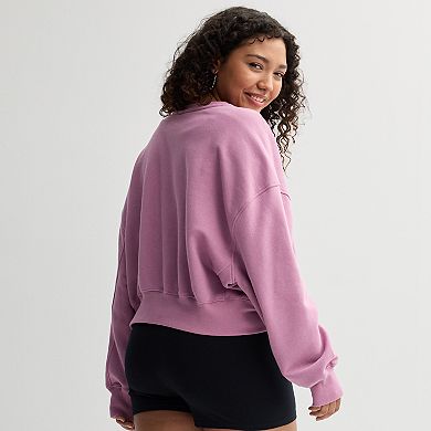 Juniors' Plus Size SO® Oversized Cropped Crewneck Graphic Sweatshirt
