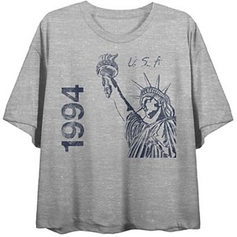 Junior's Team Gear USA Statue of Liberty Short Sleeve Crop Tee