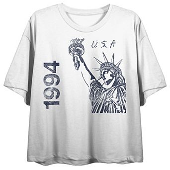 Junior's Team Gear Vintage USA Short Sleeve Crop Tee