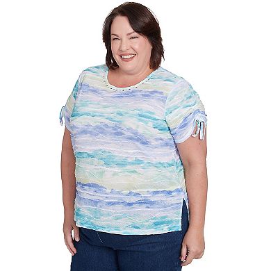 Plus Size Alfred Dunner Tied Short Sleeve Watercolor Top