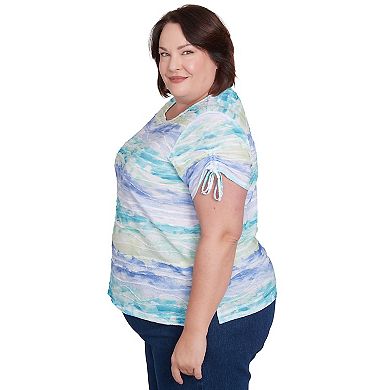 Plus Size Alfred Dunner Tied Short Sleeve Watercolor Top