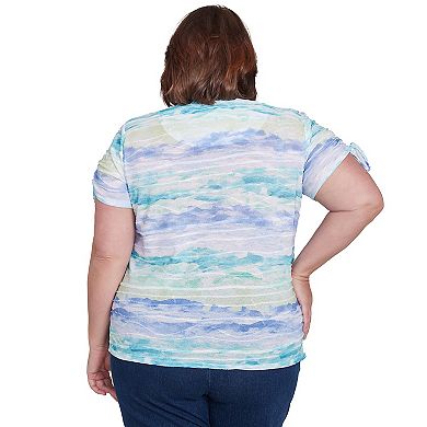Plus Size Alfred Dunner Tied Short Sleeve Watercolor Top