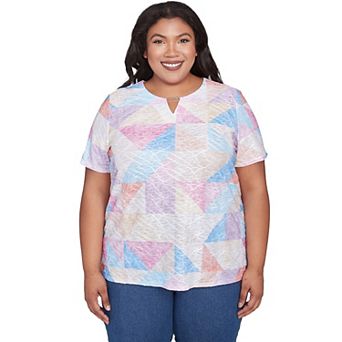 Plus Size Alfred Dunner Geometric Patchwork Tee