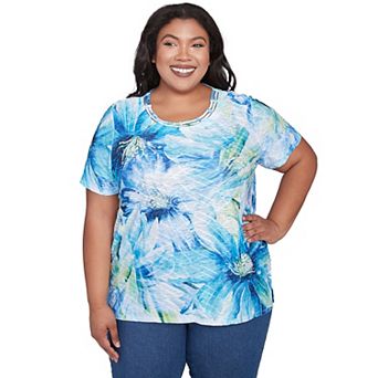 Plus Size Alfred Dunner Dramatic Blue Floral Tee