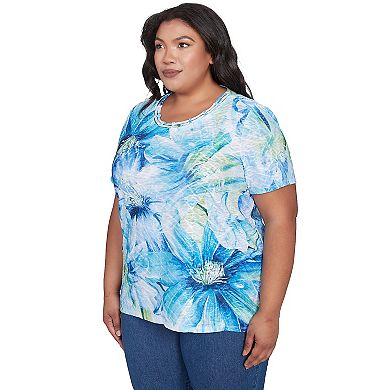 Plus Size Alfred Dunner Dramatic Blue Floral Tee