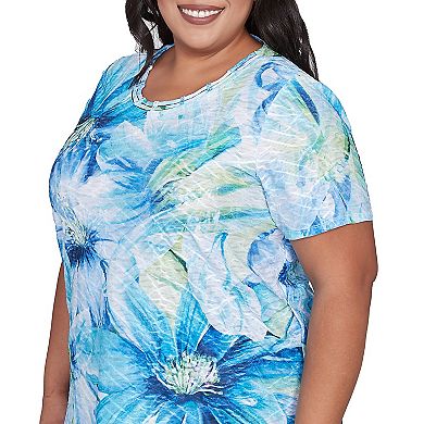 Plus Size Alfred Dunner Dramatic Blue Floral Tee