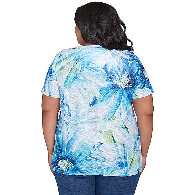 Plus Size Alfred Dunner Dramatic Blue Floral Tee