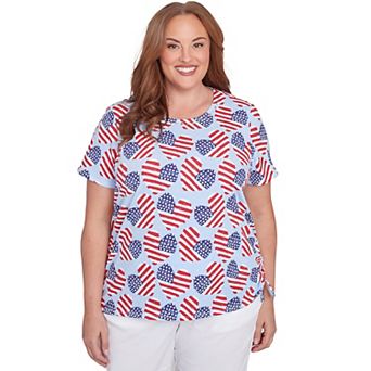 Plus Size Alfred Dunner Flag Heart Side Ruched Top