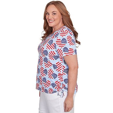 Plus Size Alfred Dunner Flag Heart Side Ruched Top
