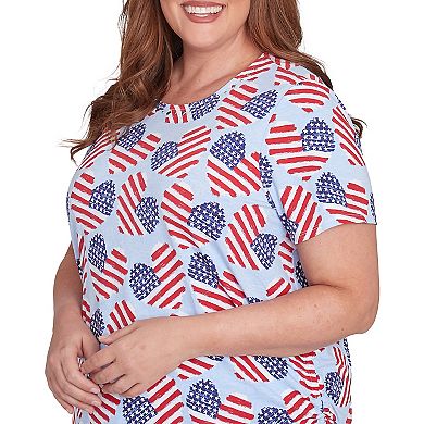 Plus Size Alfred Dunner Flag Heart Side Ruched Top