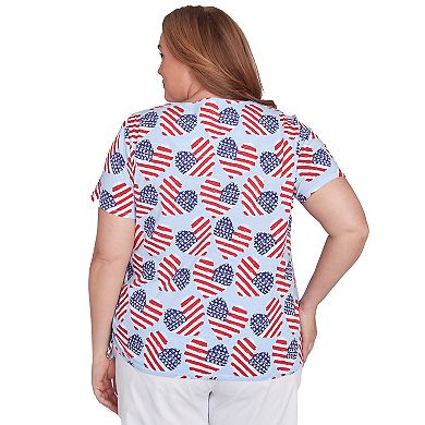 Plus Size Alfred Dunner Flag Heart Side Ruched Top