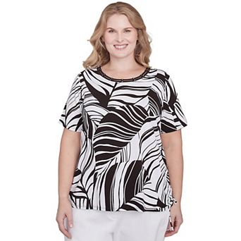Plus Size Alfred Dunner Twisted Leaves Side Tie Top