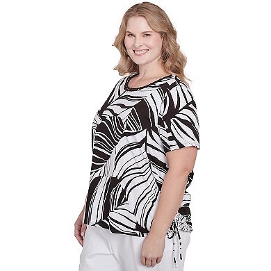 Plus Size Alfred Dunner Twisted Leaves Side Tie Top