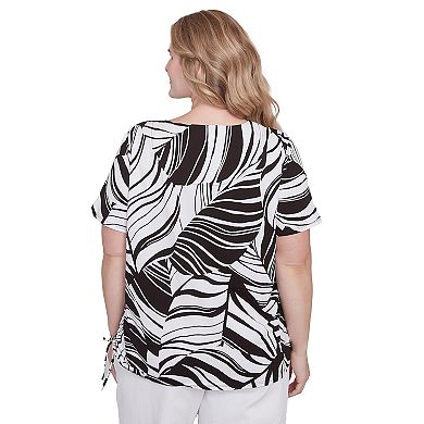 Plus Size Alfred Dunner Twisted Leaves Side Tie Top