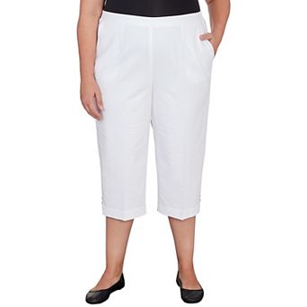 Plus Size Alfred Dunner Twill Split Hem Capri Pants