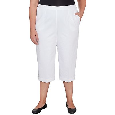 Plus Size Alfred Dunner Twill Split Hem Capri Pants