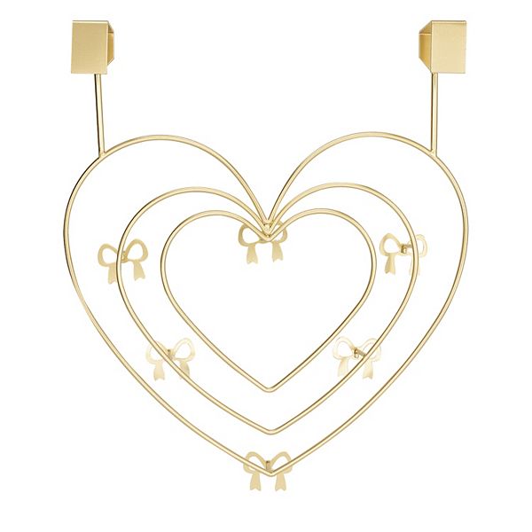 Belle Maison Heart Shaped Over The Door Multi Bow Hooks - Gold