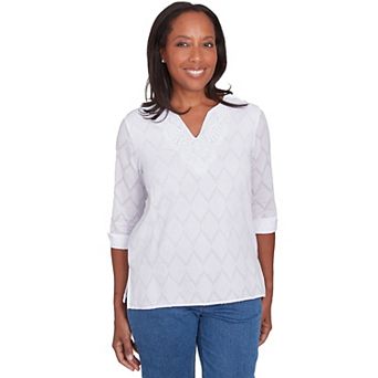 Plus Size Alfred Dunner Textured Splitneck Top