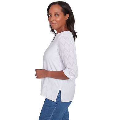 Plus Size Alfred Dunner Textured Splitneck Top