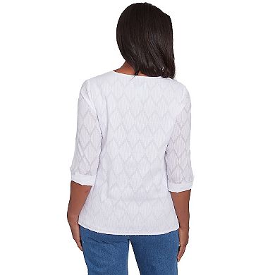 Plus Size Alfred Dunner Textured Splitneck Top
