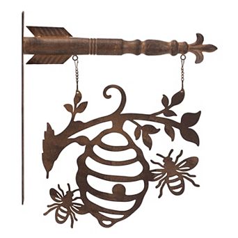 Melrose Bumble Bee Hive Outdoor Decor Garden Sign 15.5-Inch