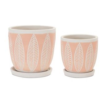 Melrose Stone Planter with Plate Set of 2