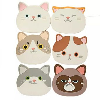 Silicone Cat Coasters Tableware Mug Mat Cushion 6 pc