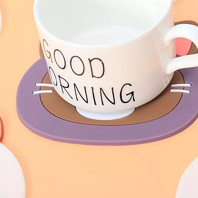 Silicone Cat Coasters Tableware Mug Mat Cushion 6 Pcs