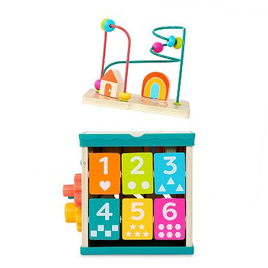Battat Lil' Learning Cube Tabletop Wooden Activity Cube