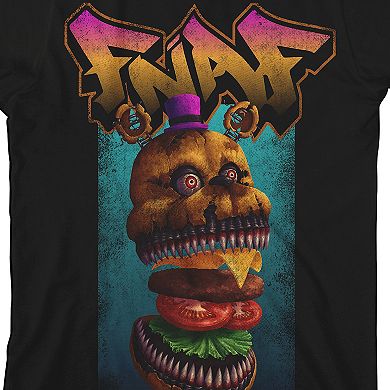 Boys Five Nights at Freddy's Cheeseburger Freddy FNAF Logo Short Sleeve Tee