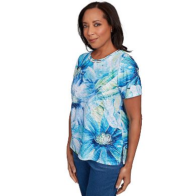 Women's Alfred Dunner Dramatic Blue Floral Tee