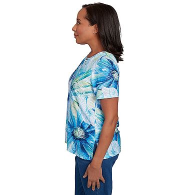 Women's Alfred Dunner Dramatic Blue Floral Tee