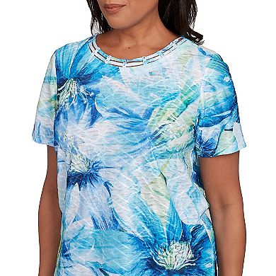 Women's Alfred Dunner Dramatic Blue Floral Tee