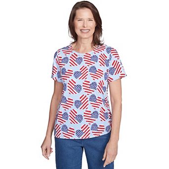 Women's Alfred Dunner Flag Heart Top with Side Ruching