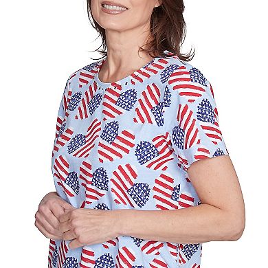 Women's Alfred Dunner Flag Heart Top with Side Ruching
