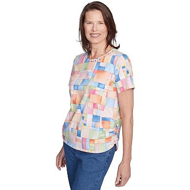 Women's Alfred Dunner Color Block Tile Top with Side Ruching