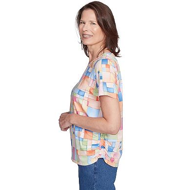 Women's Alfred Dunner Color Block Tile Top with Side Ruching