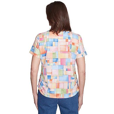 Women's Alfred Dunner Color Block Tile Top with Side Ruching