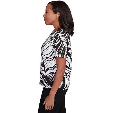 Women's Alfred Dunner Twisted Leaves Side-Tie Top