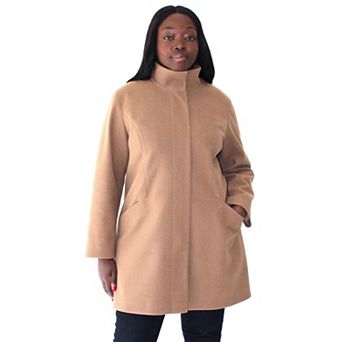 Plus Size Nine West Zip-Front Faux Wool Coat