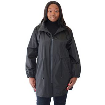 Plus Size Nine West Hooded Lightweight Raincoat