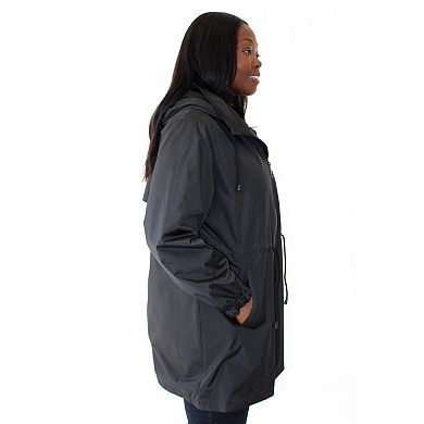 Plus Size Nine West Hooded Lightweight Raincoat